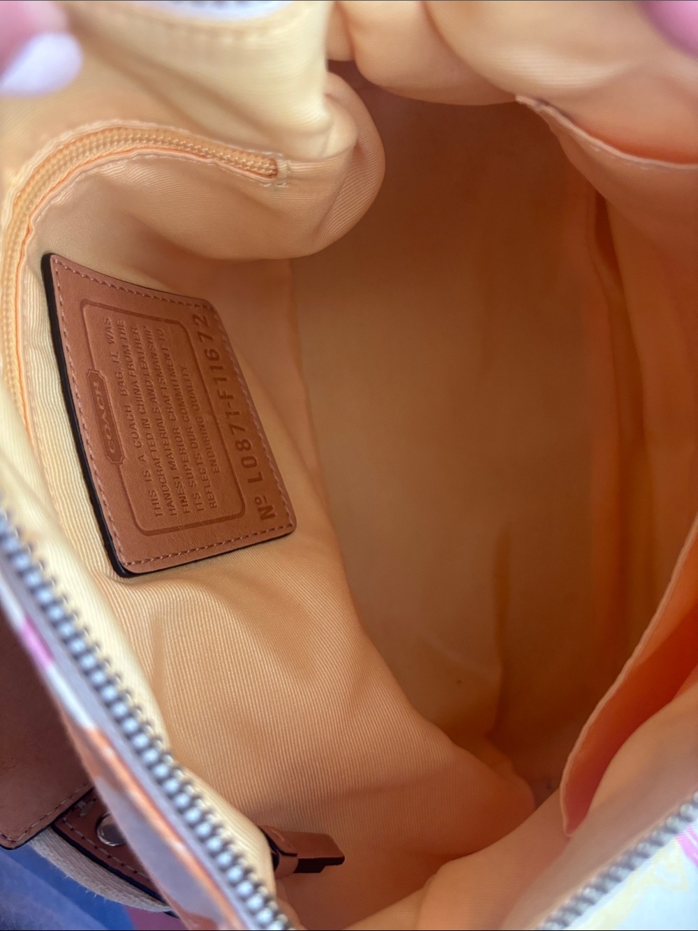 Coach Y2K Shoulder Bag Pastel Tan Leather Scribble Hamptons Hobo Purse - Picture 7 of 11